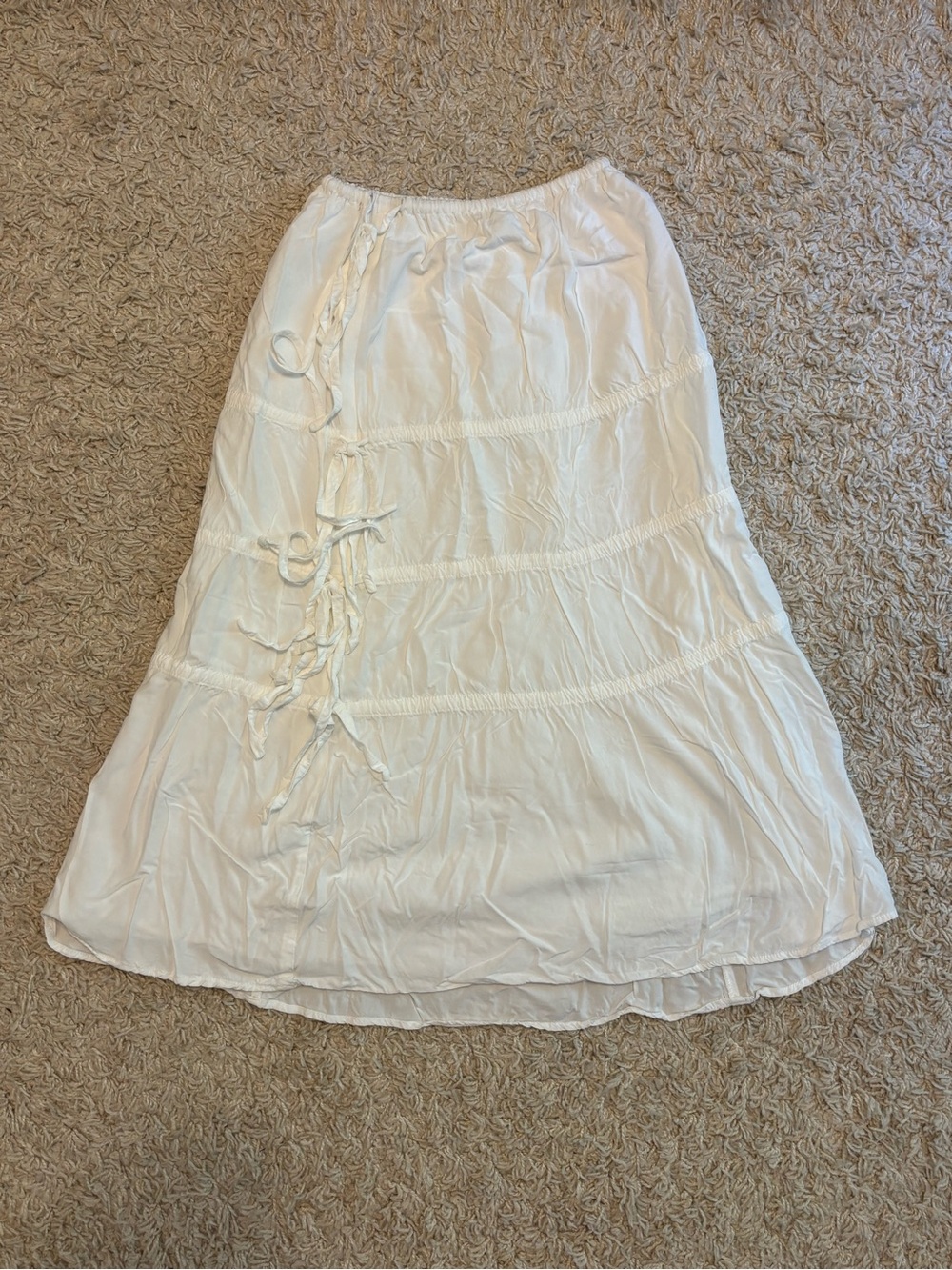 Princess Polly White Layered Maxi Skirt with Side Ties
